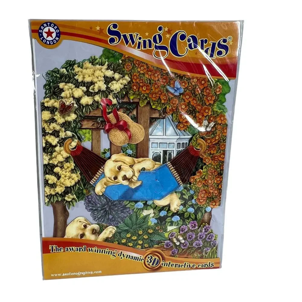 SANTORO Swing Cards Dogs In Hammock 3D Interactive Pop Up Greeting Card Sealed